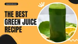 Glass of green juice recipe with kale, green apple, cucumber, lime and ginger
