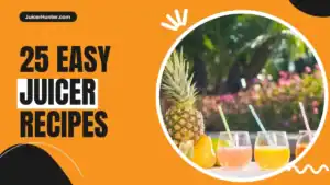Colorful glasses of fresh juice made with easy juicer recipes
