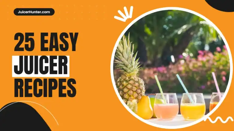 Colorful glasses of fresh juice made with easy juicer recipes