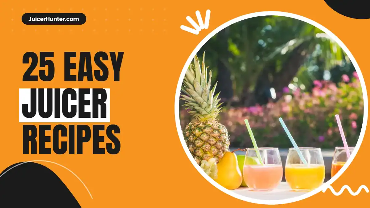Colorful glasses of fresh juice made with easy juicer recipes