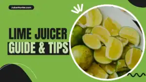 Lime juicer with fresh green limes cut in half